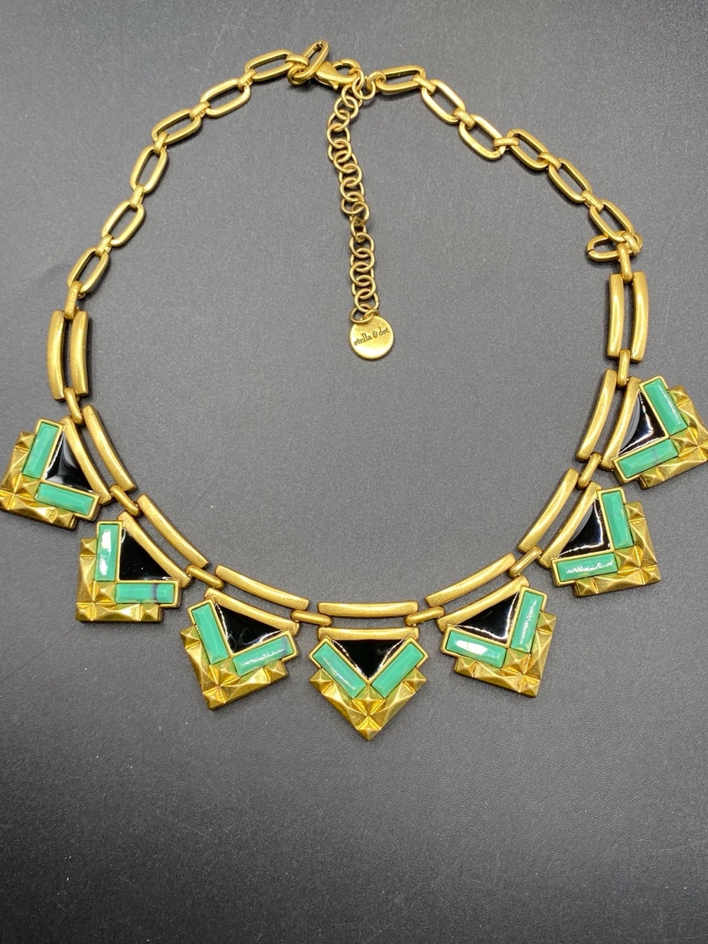STELLA & DOT Zia Necklace New In Box Statement Black Turqoise Gold Tone - Picture 12 of 12